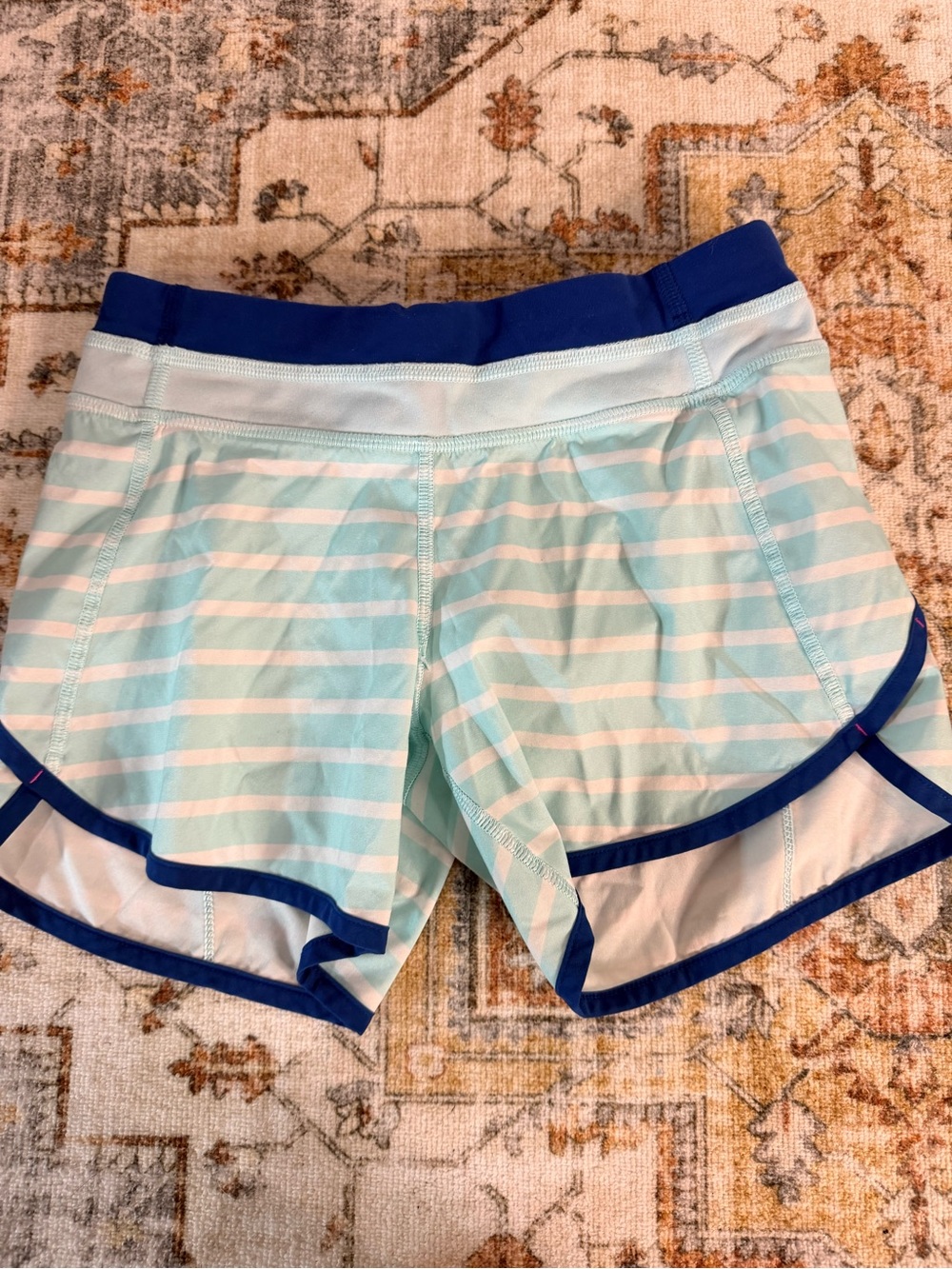 ivivva Lululemon kids athletic shorts blue stripe